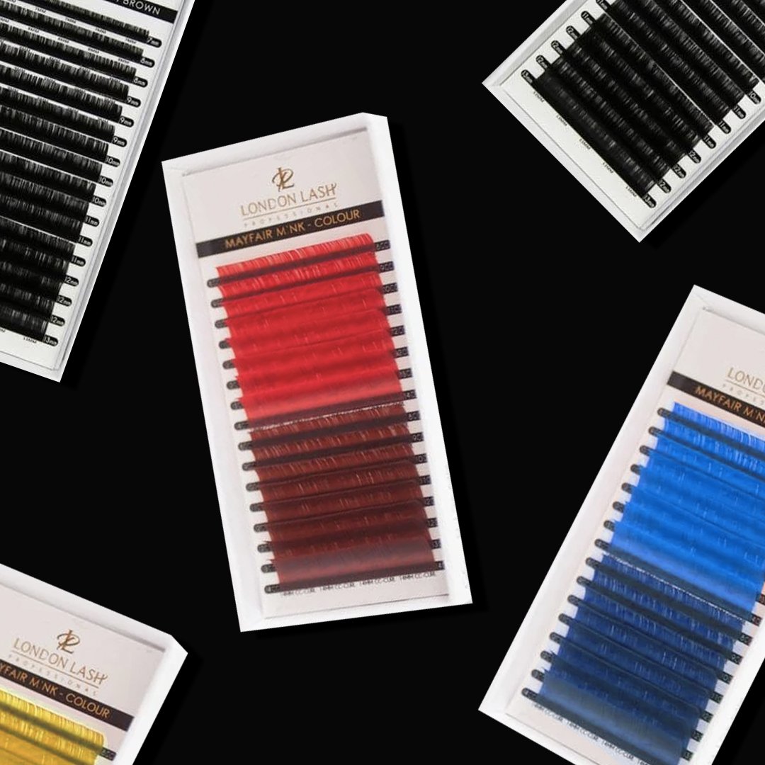 Pestanas castanho-escuras e coloridas