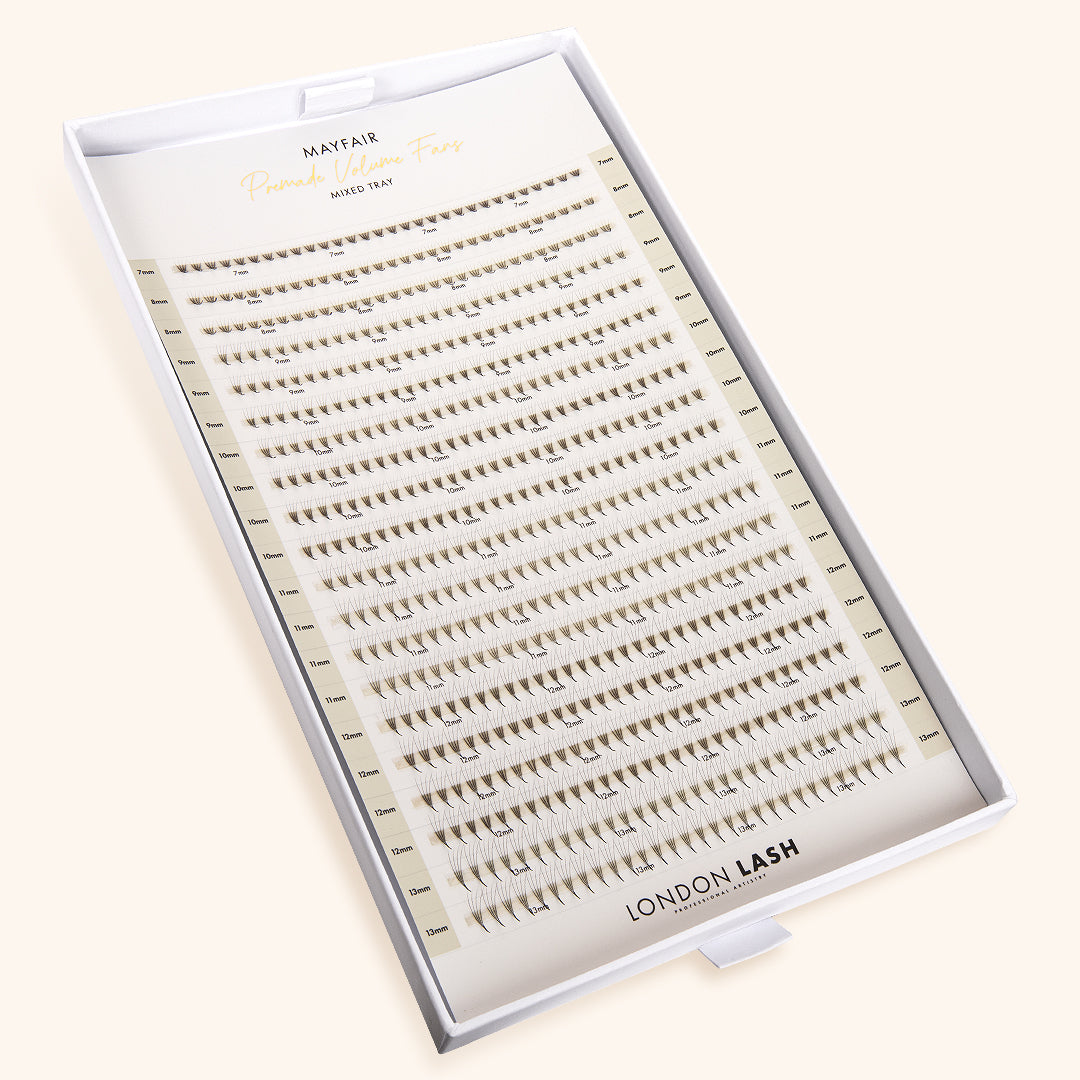 Pestanas Pré-feitas Estreitas Mayfair 4D 0.07 600 leques - Comprimentos Mistos