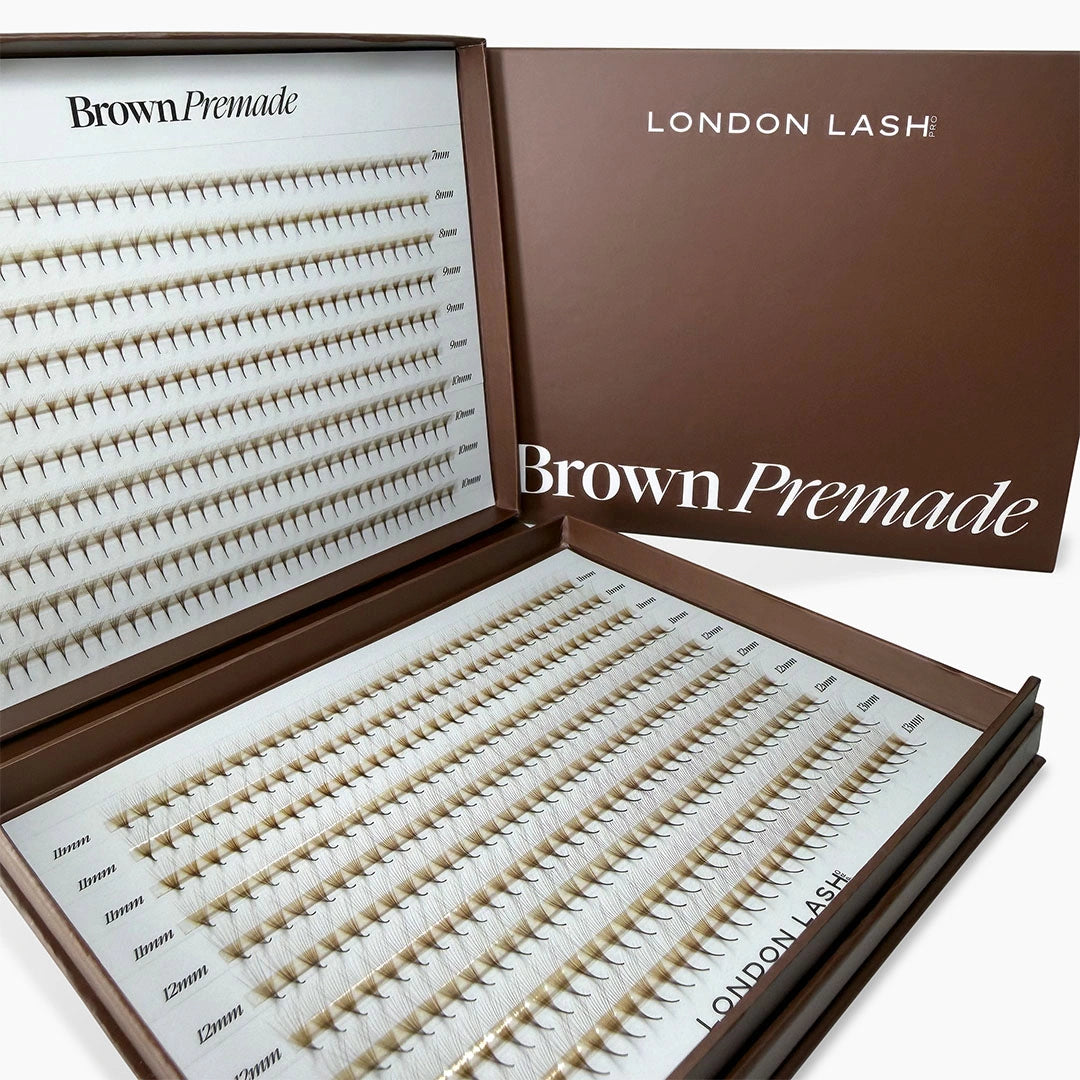 Leques pré-fabricados estreitos BROWN 3D 0,07 - 1000 unidades - Comprimentos variados