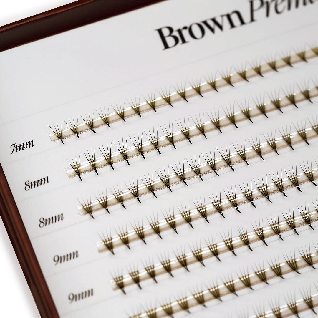 Leques pré-fabricados estreitos BROWN 4D 0,07 600 leques - Comprimentos variados