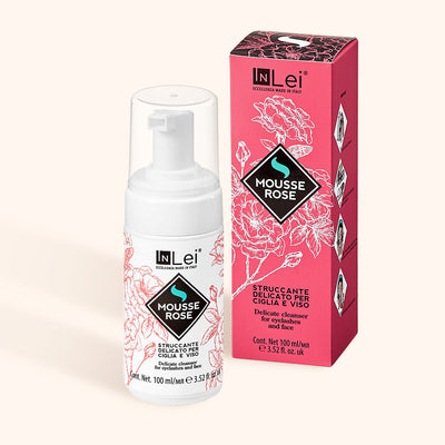 Frasco e caixa do Shampoo de Pestanas e Sobrancelhas Mousse Rose InLei®, produto para pestanas e sobrancelhas London Lash Portugal
