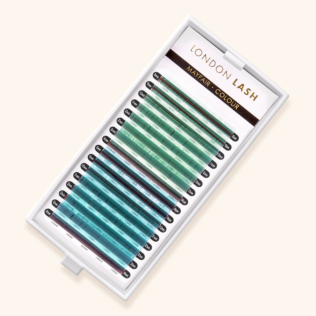 Pestanas Coloridas Verde Menta e Azul Oceano Fio a Fio da London Lash