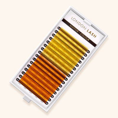 Pestanas Coloridas Amarelo e Laranja Fio a Fio da London Lash